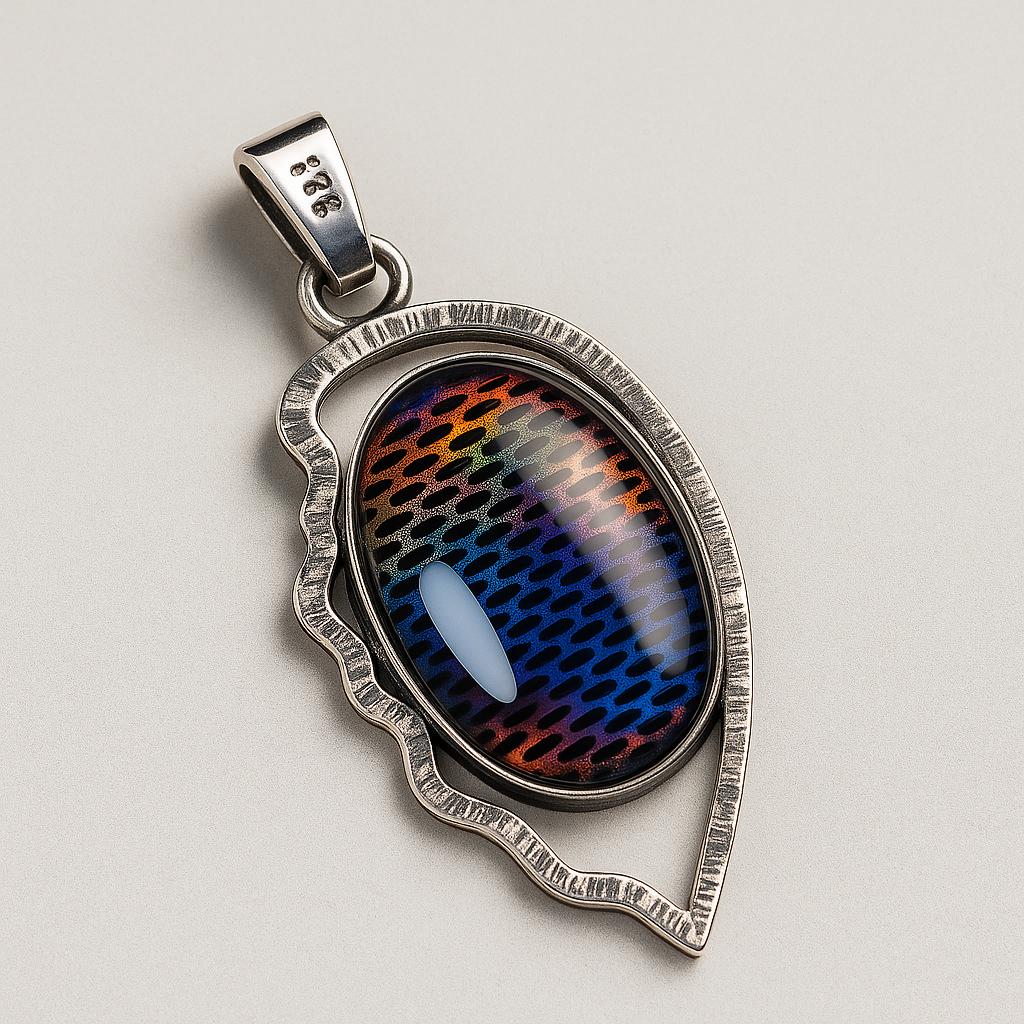 Natural Opal Pendant 33 ct Multicolor 925 Sterling Silver Oval Shape October Birthday Birthstone