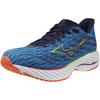Mizuno Кроссовки Wave Rider 28 для бега, толстые, синие x светло-зеленые x 4E, для бега трусцой, марафона, тренировок, спорта, легкие, упругие, подошва, мужские, красные, 27.5