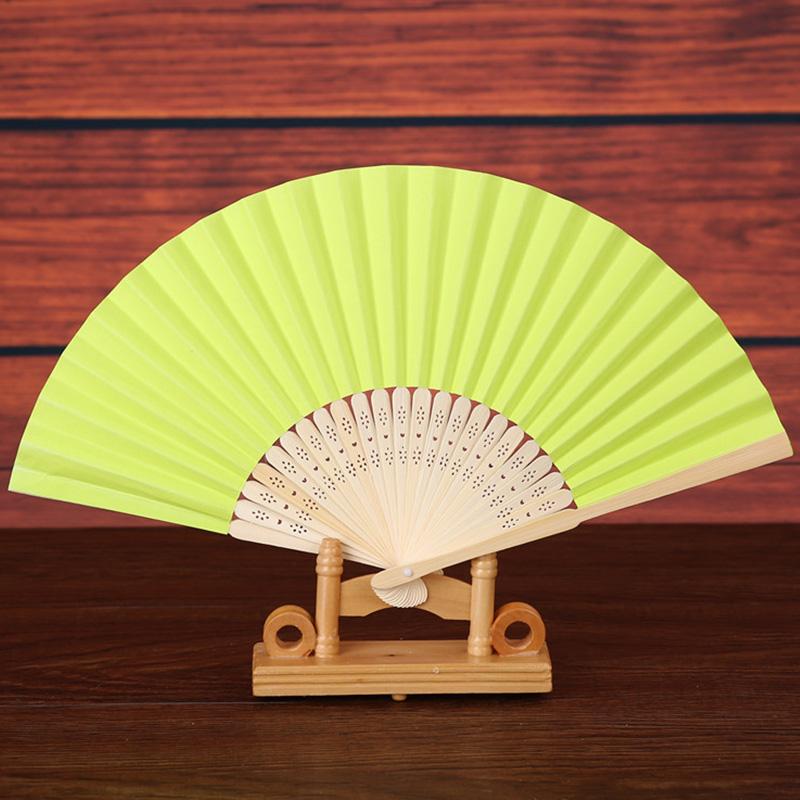 White Paper Hand Fan DIY Blank Folding Fan Vintage Chinese Style Solid Color Dance Wedding Party Bamboo Folding Fans Crafts Art