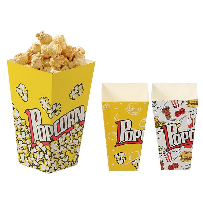10Pcs Popcorn Box Snack Container Disposable Food Packaging Box Paper Cup Bucket Theme Birthday Party Dessert Organizer