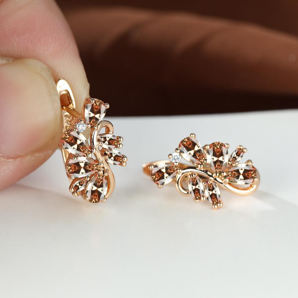 1 пара серьги-клипсы в форме капли с радужным камнем в стиле хип-хоп, цветочные украшения, серьги с цветами, эффектные милые серьги золотого цвета, женский подарок