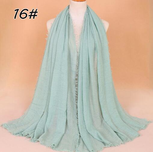 New Ethnic Oversize Muslim Crinkle Hijab Head Scarf Women Solid Bubble Cotton Shawls And Wraps Soft Big Linen Foulard Femme