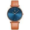 BEN NEVIS Casual Date Analog Quartz Leather Men's Watch, Simple, Stylish, Slim, Design, Display, Waterproof, Movement, Strap, Blue/Orange