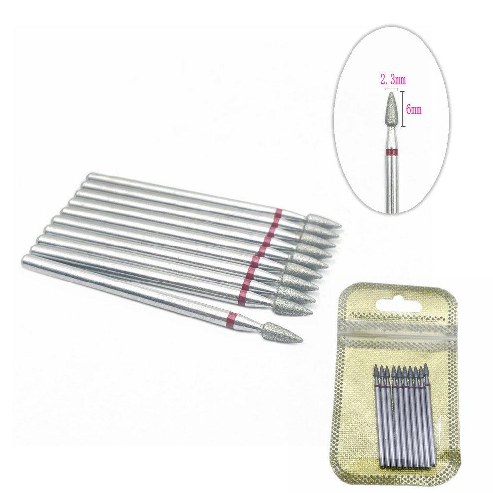 10 шт./упак. сверло для ногтей, полировщик, алмазные сверла для ногтей, вращающиеся насадки для электрического маникюрного аппарата, фрезы, заусенцы, инструменты для дизайна ногтей, аксессуары