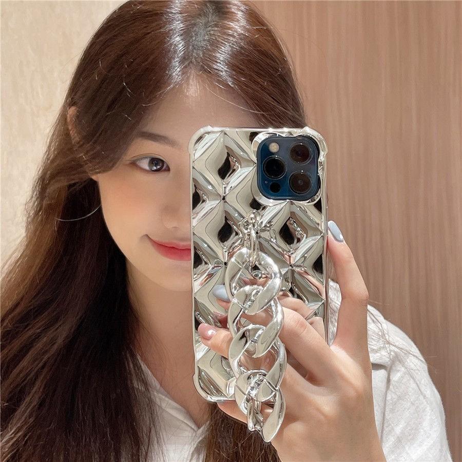 Роскошный сексуальный чехол-цепочка для телефона с алмазным покрытием для защиты камеры для iphone 14 13 15 16 Pro Max 12 11 X XS XR с браслетом