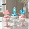 Glittering Theme Party Supplies 12Pcs Boy Girl Birthday Cake Toppers, Baby Themed Cupcake Picks with Shower Dessert Decorations Bottle, Stroller, Bow,