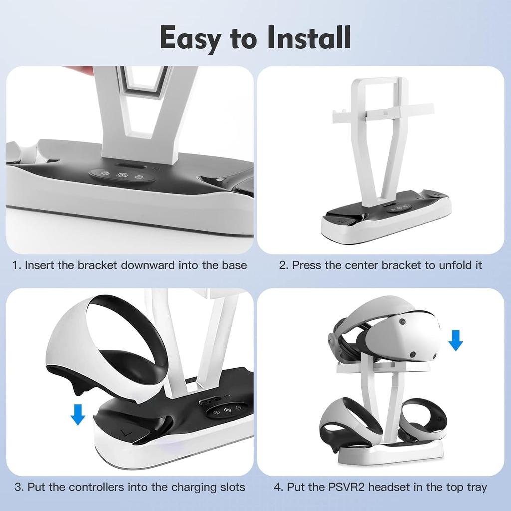 PS VR2 Charging Station, Dual Fast Charger Dock for PS VR2, PSVR2 Charging Station with Led Indicator, Headset Display Stand