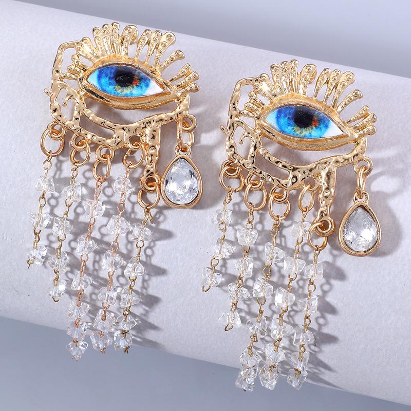 Women Vintage Eyes of Demon Earring Ring Exaggerated Trendy Earrings Style Girls Delicate Tassels Jewelry