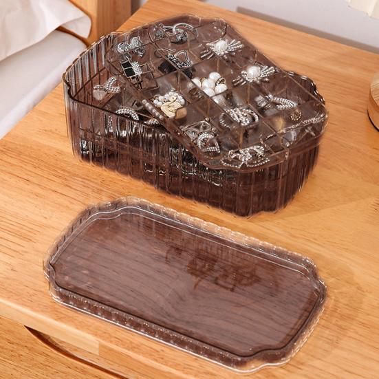 Transparent Jewelry Storage Box Large Capacity Multi-layer Dustproof Earrings Rings Container Desktop Jewelry Organizer Case