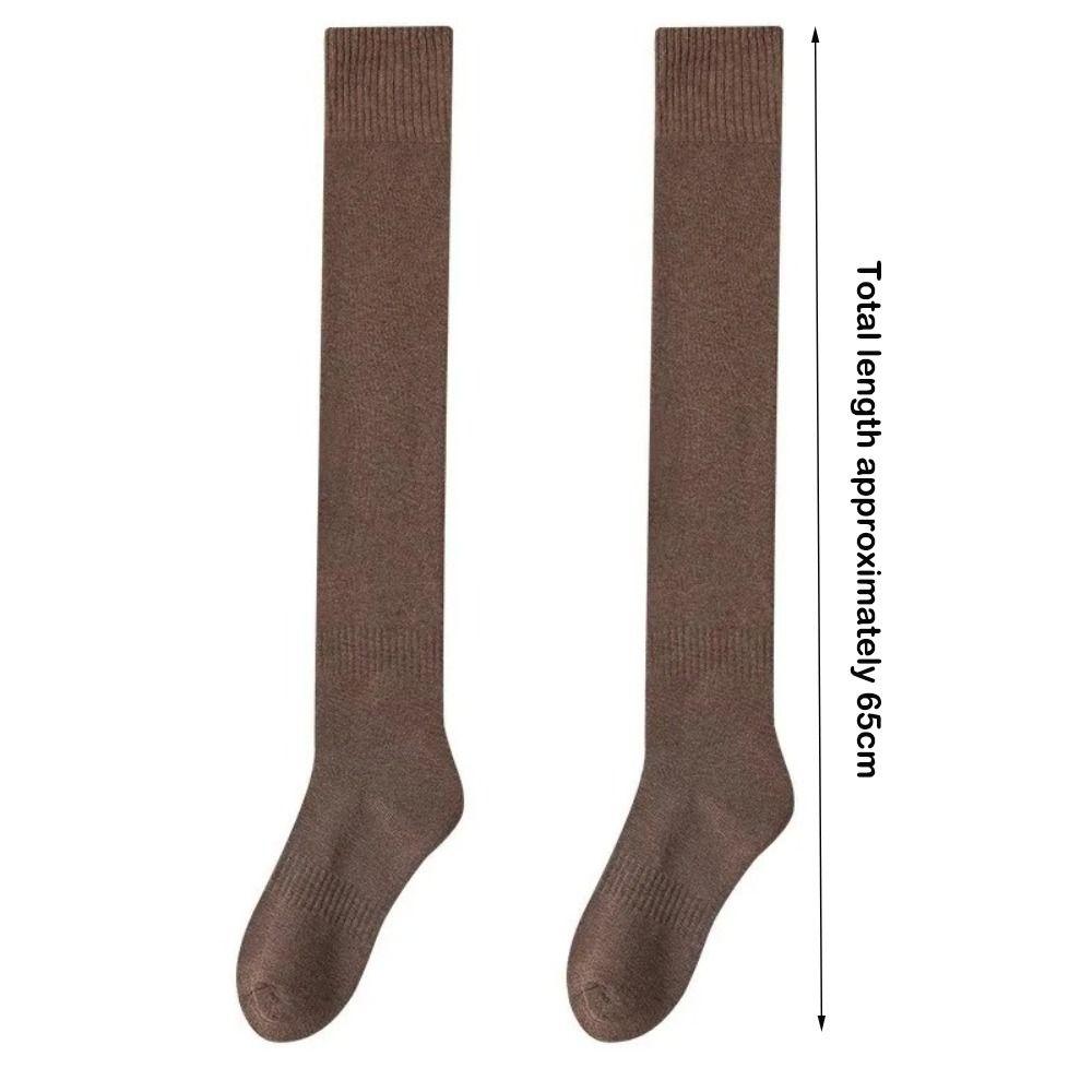 High Elasticity Knee High Socks Solid Color Knitted Stocking Long Tight Stocking Long Socks