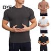 Summer Gym Top Round Neck Slim Fit Muscular Men Training T-shirt Short Sleeves Stretchy Slim Fit Jogging Exercise Tee