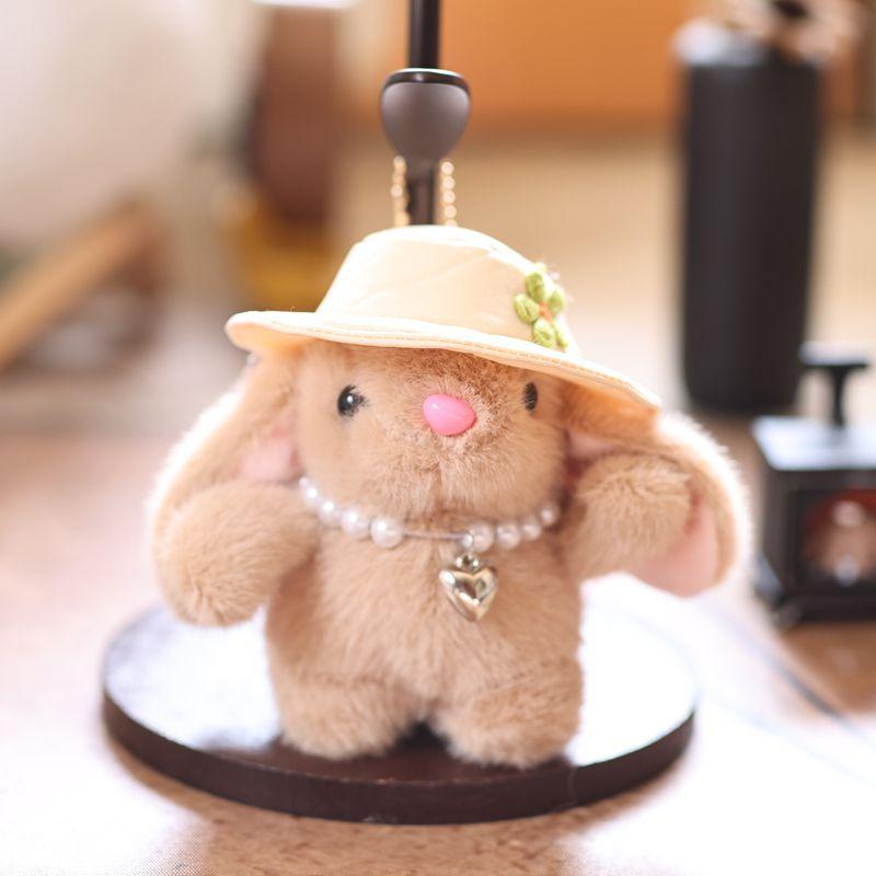 Cute Cartoon Bunny Plush Keychain Sweet Stuffed Rabbit Doll Keyring Bag Pendant Backpack Hanging Deocration Girl Gifts