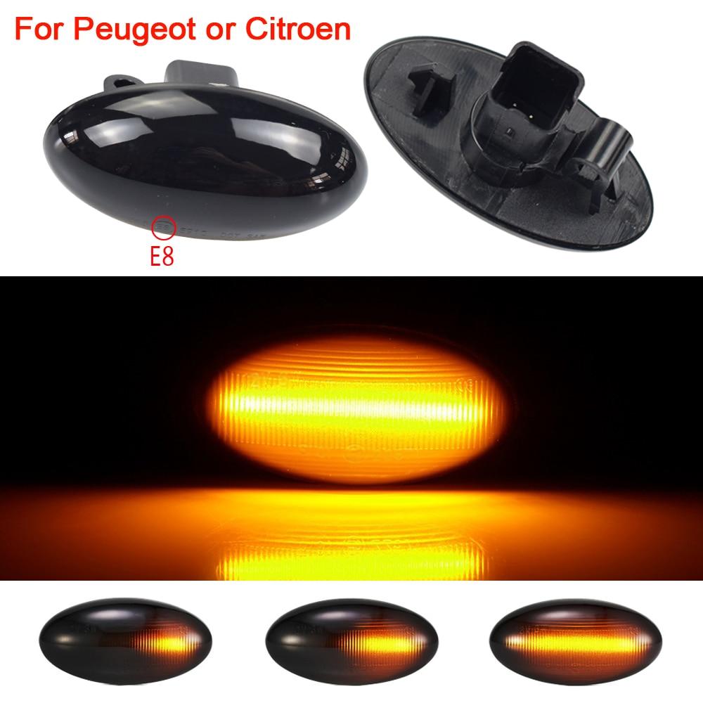 2Pcs/set For Peugeot 307 206 407 107 607 Citroen C1 C2 C3 C5 LED Dynamic Turn Signal Light Flowing Water Side Marker Indicator Light