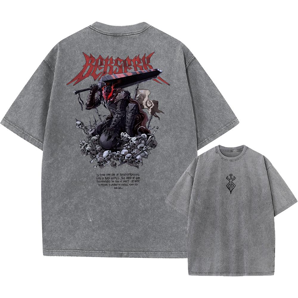 Футболка аниме Berserk Guts Acid в стиле ретро с винтажным принтом, мужская повседневная футболка с коротким рукавом из хлопка Harajuku, унисекс