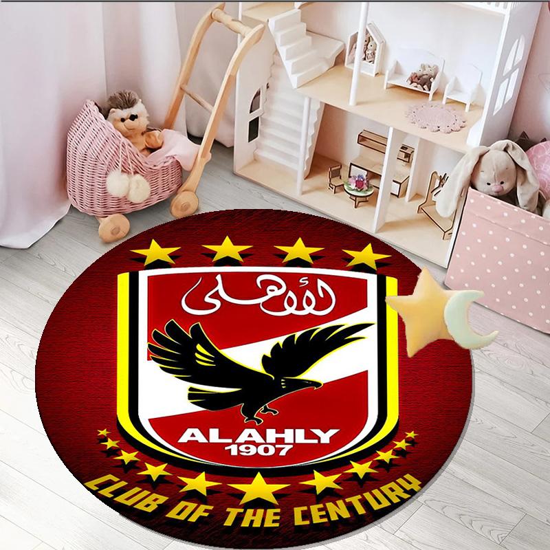 1PC round rug Ahly Football club Printed Round Area Rug ,Rug For Home Office, Round Chair Rug, Decorative Carpet Fan gifts Christmas gift
