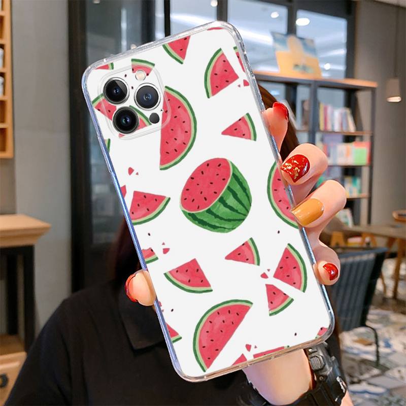Летний чехол для телефона с рисунком арбуза для iPhone 14 13 12 11 Pro Max XS X XR SE 2020 6 7 8 Plus Mini Transparent Shell