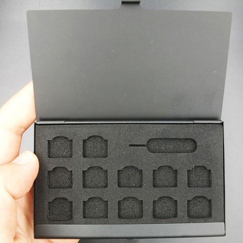 12 слотов Nano + 1 слот для пина карты Алюминиевый портативный органайзер для SIM-карт, карт памяти Nano, держатель, защитный чехол