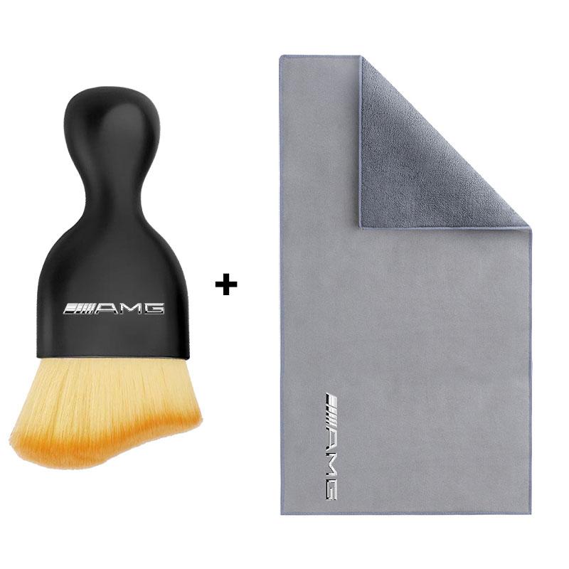 AABIF1 Car Towel Suede Double-sided Car Cleaning Cloth with Car Detail Cleaning brush Stickers For Mercedes Benz A B C E S AMG CLA CLK