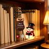 Decorative Metal Book Supports Christmas Bookshelf Hanging Light, Snowman Nook Lamp, Cozy Office Desk Decorations Floating Library Lantern Decor,