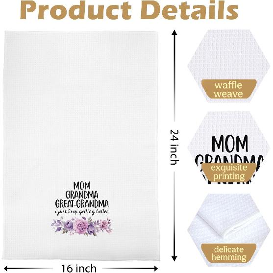 Great Grandma Dish Towels - Great Grandma Gifts Waffle Weave Kitchen Towels, Grandma Decorative Hand Tea Towel, New Grandma Gifts, 16×24 Inches