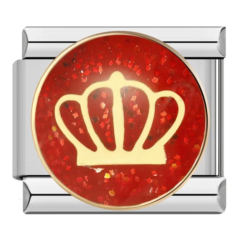 Hapiship 2024 женские красные глазурованные цветочные сердечки Kiss Me подвески итальянские звенья подходят для браслета из нержавеющей стали 9 мм изготовление ювелирных изделий ZH003