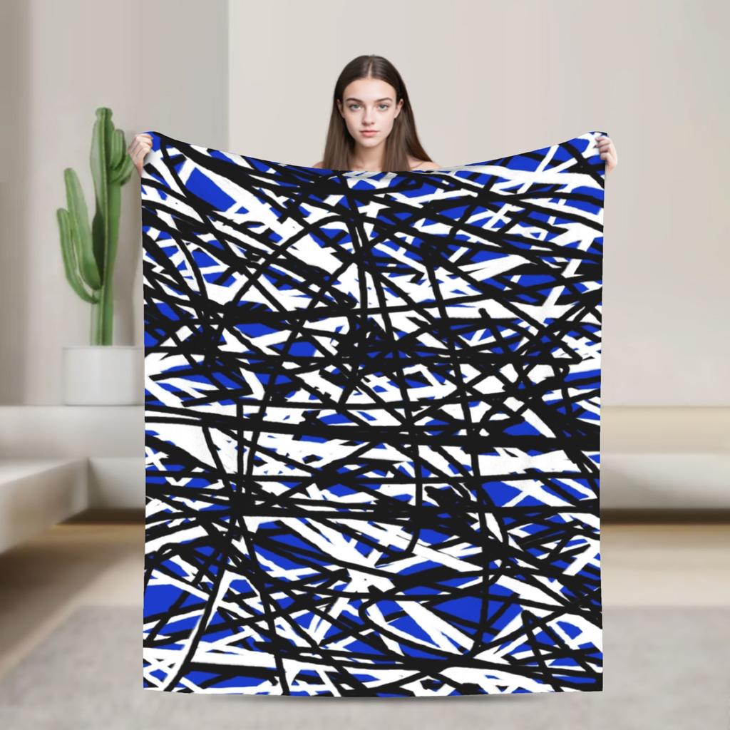 Warm Cozy Blankets Plane Travel Van Halen Blue Rock Stripes Throw Blanket Graphic  Bedspread For Sofa Home