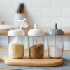 Glass Spices Jars Stickers Salt Sugar Powder Olive Oil Pepper Seasoning Storage Bottle Spoon Base Tools Kitchen Accessories Set