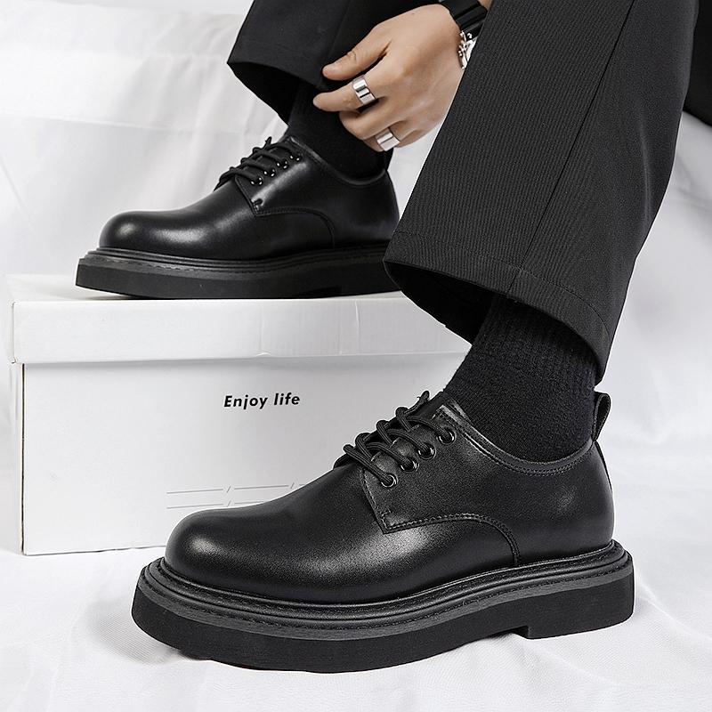 Черные мужские кожаные туфли на толстой подошве, классические, новые, минималистичные, для офиса, деловых вечеринок, прогулок по улице, для жениха