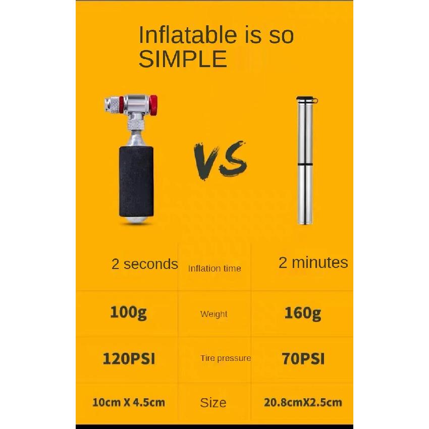 Portable Mountain bike CO2 cylinder pump Gas Nozzle Bicycle Fast Inflator Inflatable Head Adapter Riding emergency Accessories