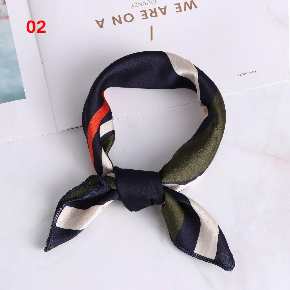 Vintage Wrist Wrap Head-Neck Tie Hair Band Silk Feel Satin Bandana Women Square Scarf Handkerchief