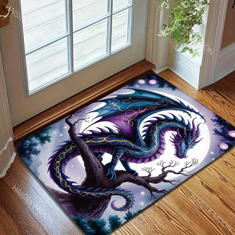Multiple sizes Fantasy dragon on tree Print Carpet Rug for Living Room Bedroom Sofa Doormat Home Decor Non-slip Floor Mat