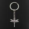 Fashion Keychain 32x28mm Dragonfly Silver Color Pendants DIY Men Jewelry Car Key Chain Ring Holder Souvenir For Gift