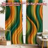 2pcs, 2D FLAT PRINTING Curtains (Without Rod) RetroWave Pattern Chic Print Curtains Festival Yarn Curtains Decorations For Home