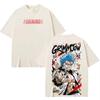 Bleach Anime Grimmjow T Shirt, Men Loose Short Sleeve Tee, Front and Back Double Print Vintage Manga Pattern Unisex Cotton Top