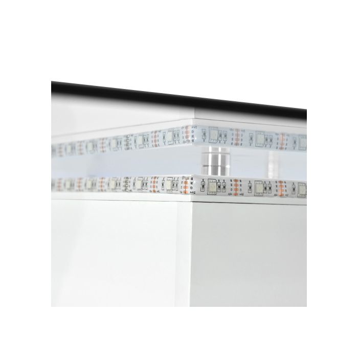 Table basse - MUVOE - Rectangulaire - Verre trempé - LED réglable - Roulettes pivotantes