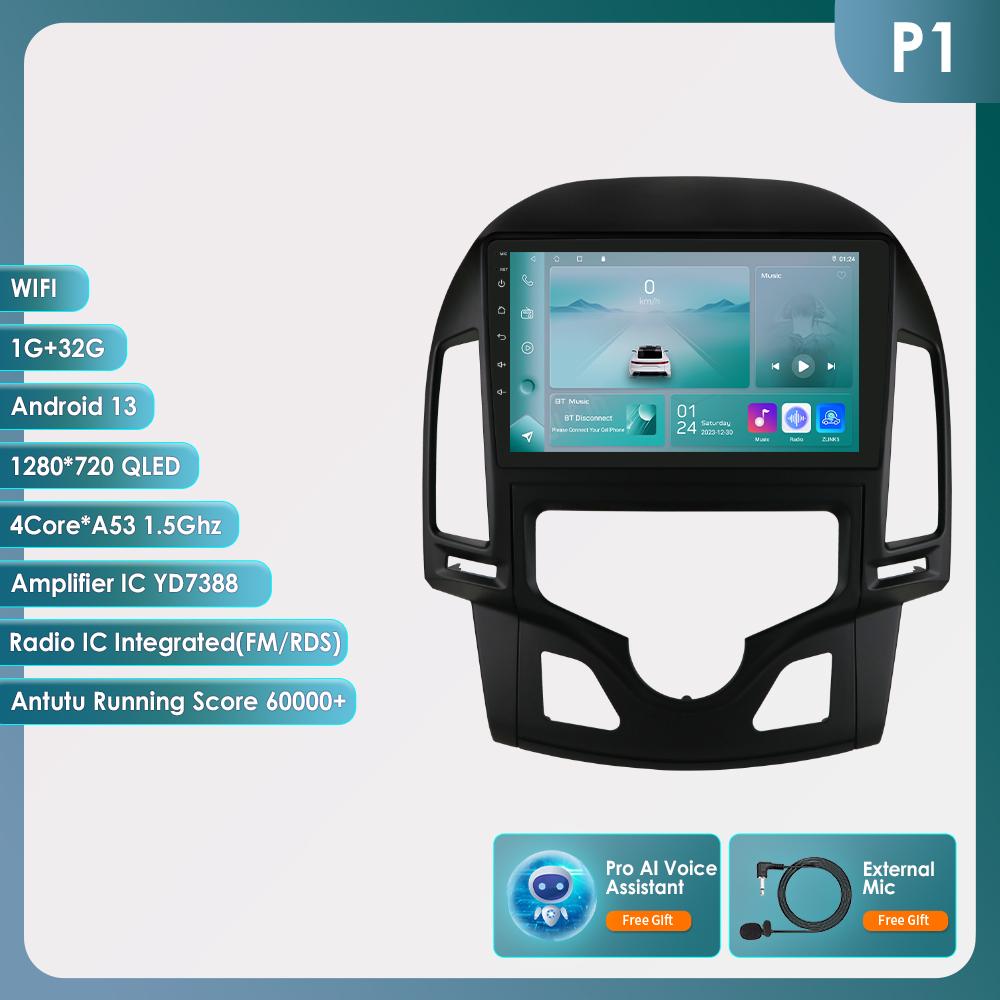 Hizpo Carplay 4G Cam Android 13 Автомобильное радио для Hyundai I30 2006 - 2011 Руководство Мультимедиа Видео Плеер GPS 2din Авторадио Интеллектуальный Экран RDS