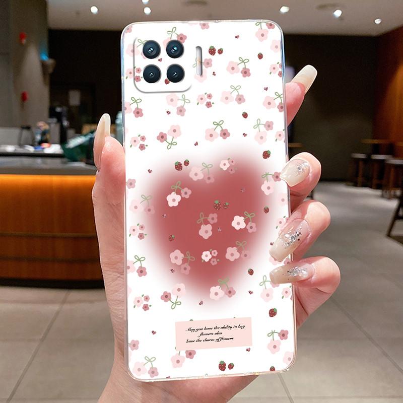 Phone Case For OPPO Reno4 Lite 4 F Flower Butterfly Casing For Oppo Reno 4 Lite 4F Capa Transparent Soft Silicone TPU Back Cover
