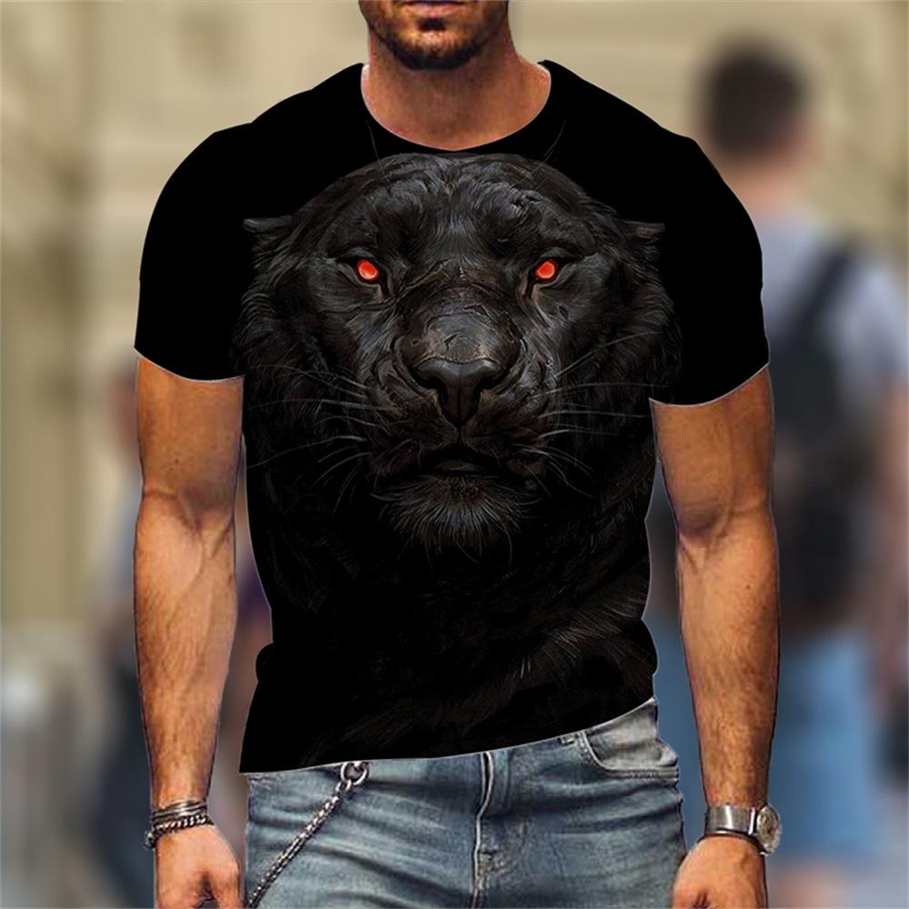 Lion Fighting Beast Fierce Lion Wolf 3D Printed T-shirt Summer Men's Oversized Short Sleeve Tee Top