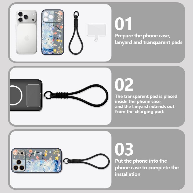Чехол-накладка с принтом акул и морских рыб с ремешком на руку для iPhone 17 Pro Max iPhone 16 15 14 13 Pro Max Магнитный для Magsafe Гибридный ТПУ+ПК Матовый чехол