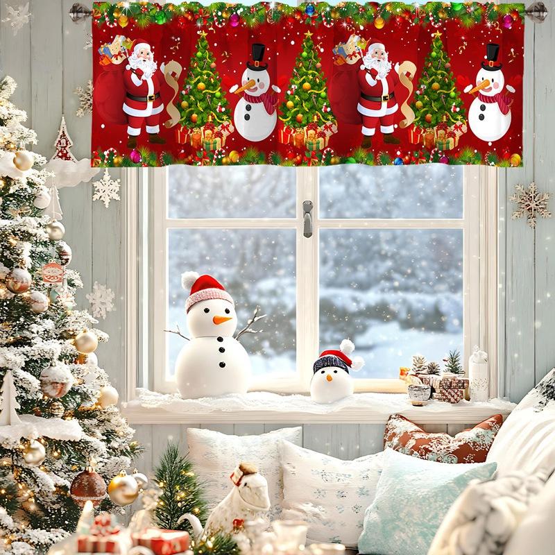 Christmas Short Curtain Valances Festive Home Decor Window Treatments for Kitchen and Bathroom Holiday Ornaments