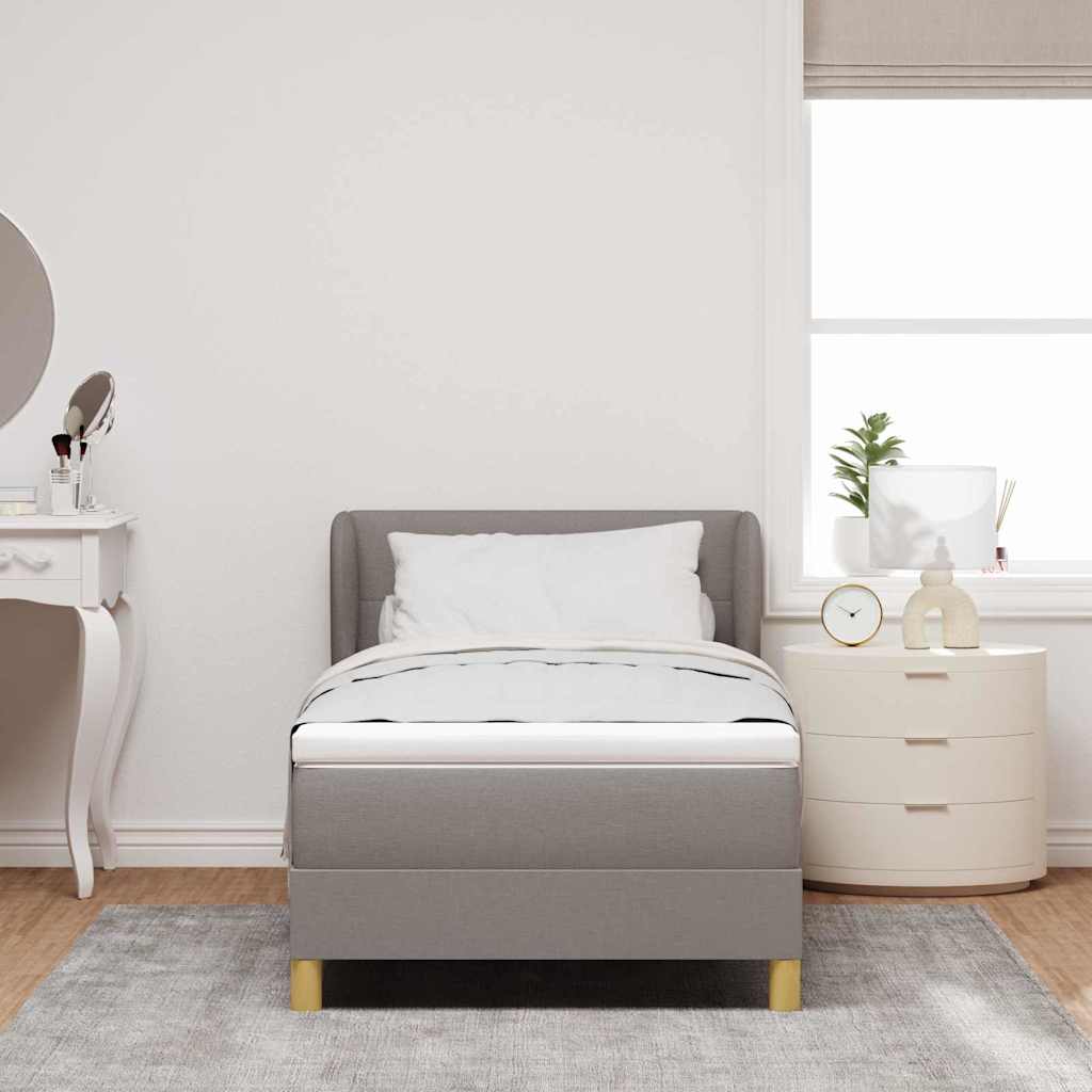Box Spring Bed with Headboard Taupe 80 x 200 cm Fabric