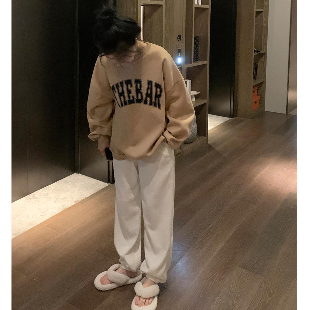 Бархатный свободный повседневный свитшот для женщин на осень и зиму, пальто, винтажная круглая горловина, длинный рукав, базовая рубашка, топ