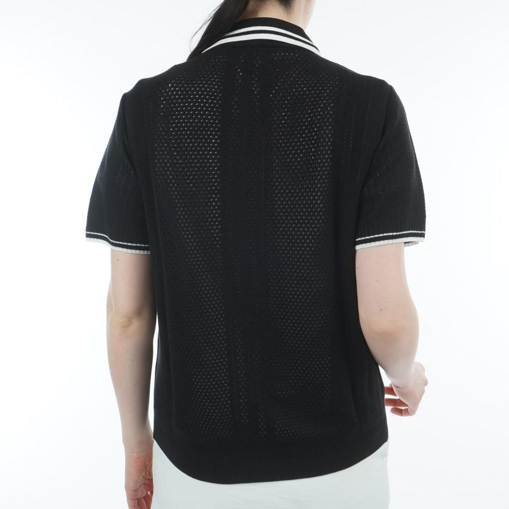 Adidas Golf За пределами поля Свободный трикотажный поло с коротким рукавом, силуэт бокс, черная рубашка, женская,