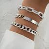 Trendy Cuban Link Chain Bracelet Set for Women Thick Bangle Female Bohemian Jewelry Gift