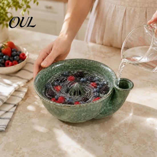 Керамическая миска-дуршлаг для овощей Swirl Berry, Автоматическая вращающаяся миска для мытья фруктов, Корзина для промывки с быстрым сливом для свежих продуктов