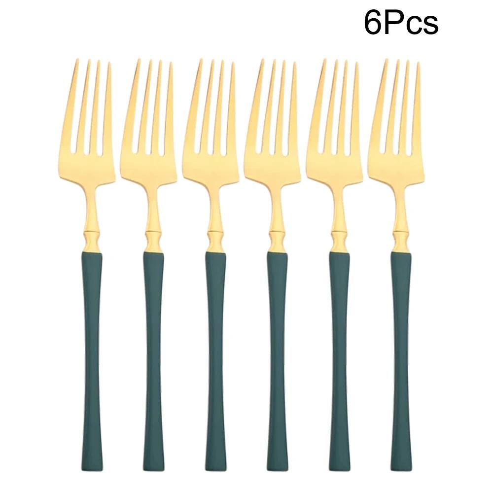 6 шт. зеркальные столовые вилки столовые приборы черные вилки из нержавеющей стали столовые приборы кухонное столовое серебро западная столовая посуда набор вилок для ресторана