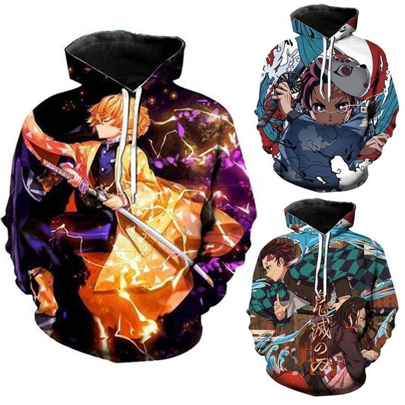 Vibrant And Comfortable Demon Slayer 3d Printed Couples Hoodies With Long Sleeves