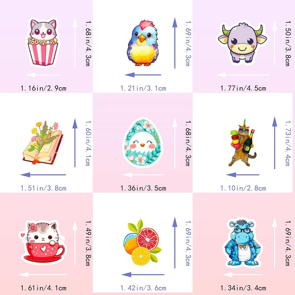 100 Pcs Cute Animal Stickers for Water Bottle, Laptop, Skateboard, Luggage, Phone Case, Vinyl Stickers Pack Easter Gifts for Kid