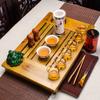 Chinese Tea Set Transparent Heat-resistant Glass Tea Set of Solid Wood with Kung Fu Tea Tray Package
