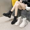 Модные водонепроницаемые кожаные ботильоны с круглым носком, плюшевые теплые на платформе, женские зимние ботинки, тренд 2025, новинка, дизайнерская роскошная женская обувь, распродажа